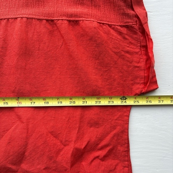 Saiph Womens Linen Short Sleeve XL Orange Lightweight Spring Peasant‎ Boho Top - Picture 6 of 8